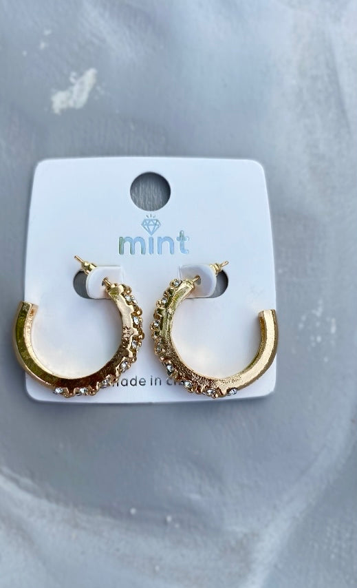 Gold & Diamonds Hoop Earrings