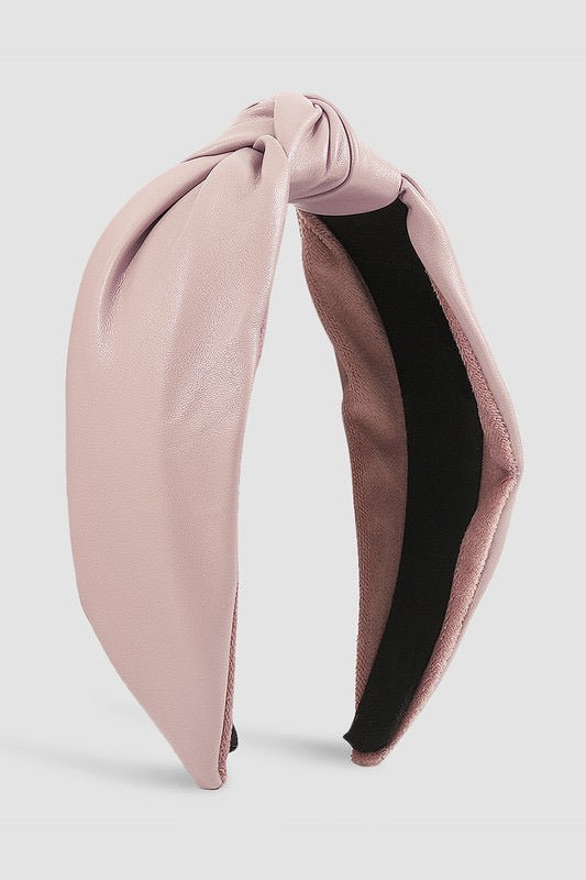 Pink Leather Headband
