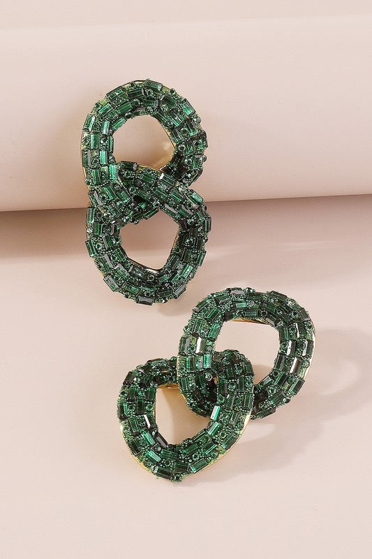 Green Disco Chain Earrings
