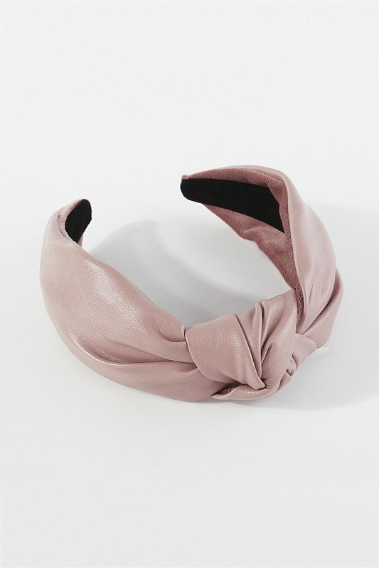 Pink Leather Headband