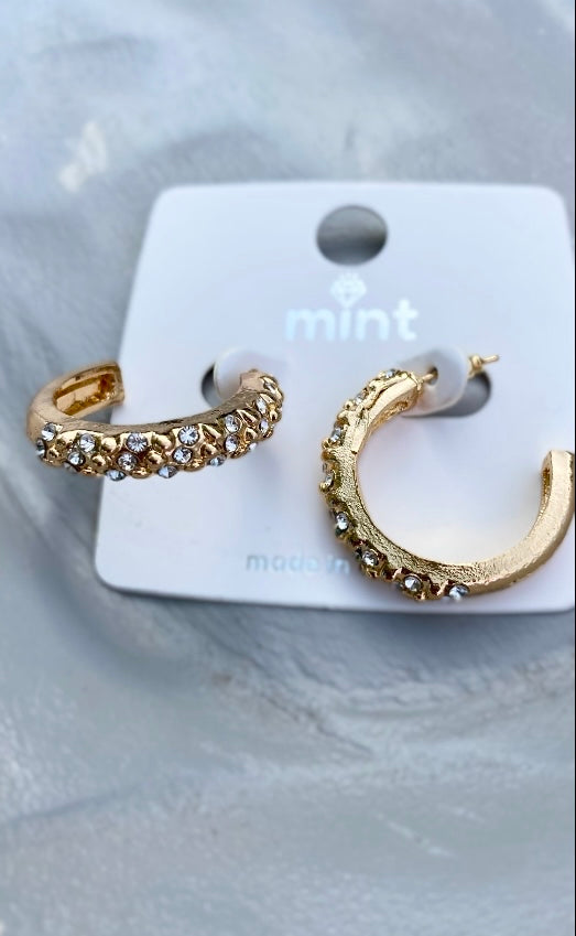 Gold & Diamonds Hoop Earrings
