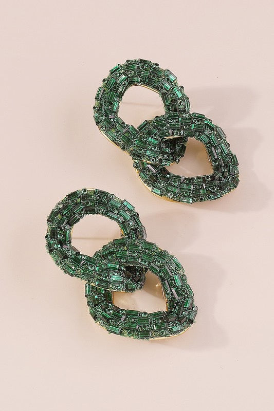 Green Disco Chain Earrings