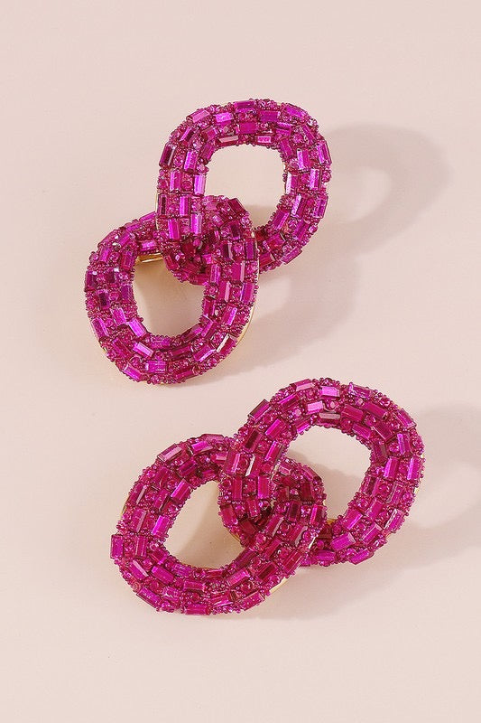 Pink Disco Chain Earrings