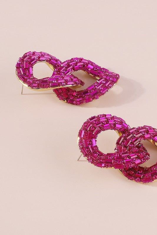 Pink Disco Chain Earrings