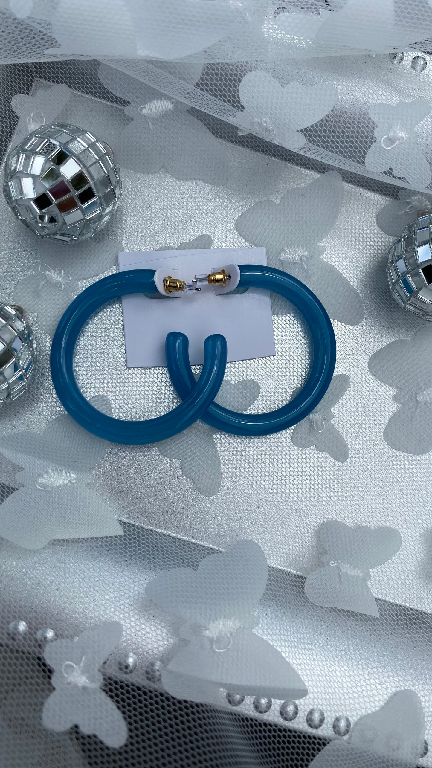 Blue hoop earrings *1 available*