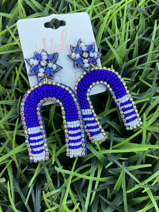 Navy/White Arch game day earrings *1 available*