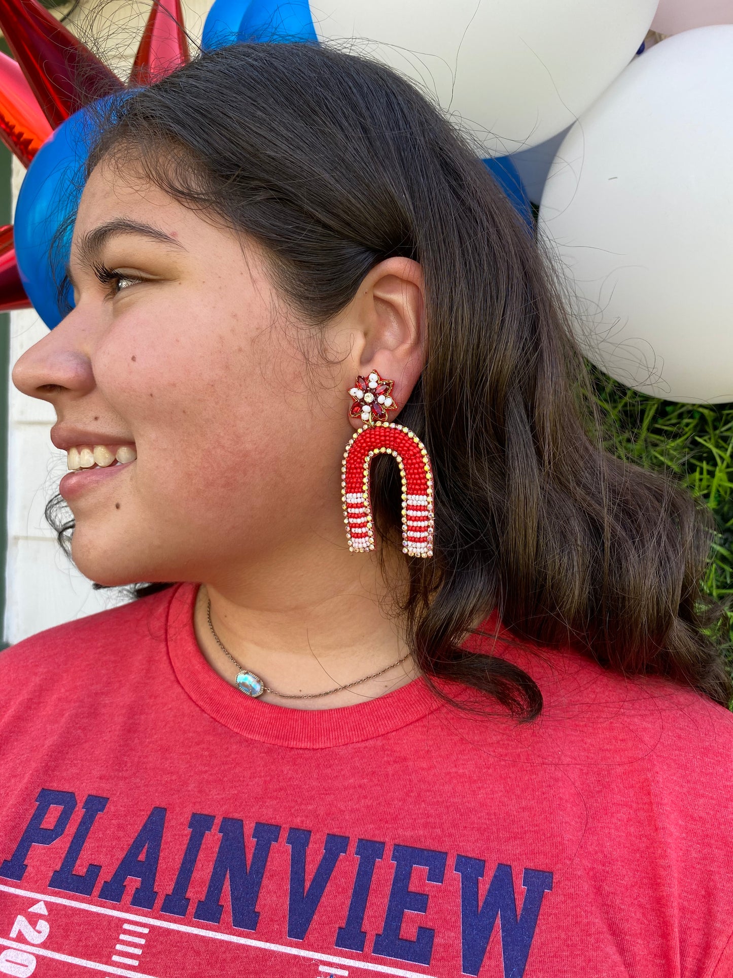 Red/White Arch game day earrings